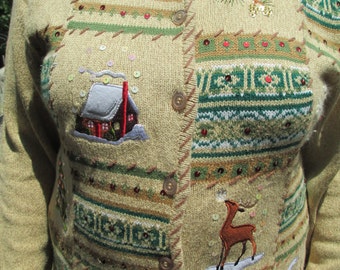Christmas Sweater, Tacky Sweater, Tacky Holiday Sweater, Vintage sweater, Tacky Christmas Sweater, Ugly Sweater, Knit Sweater