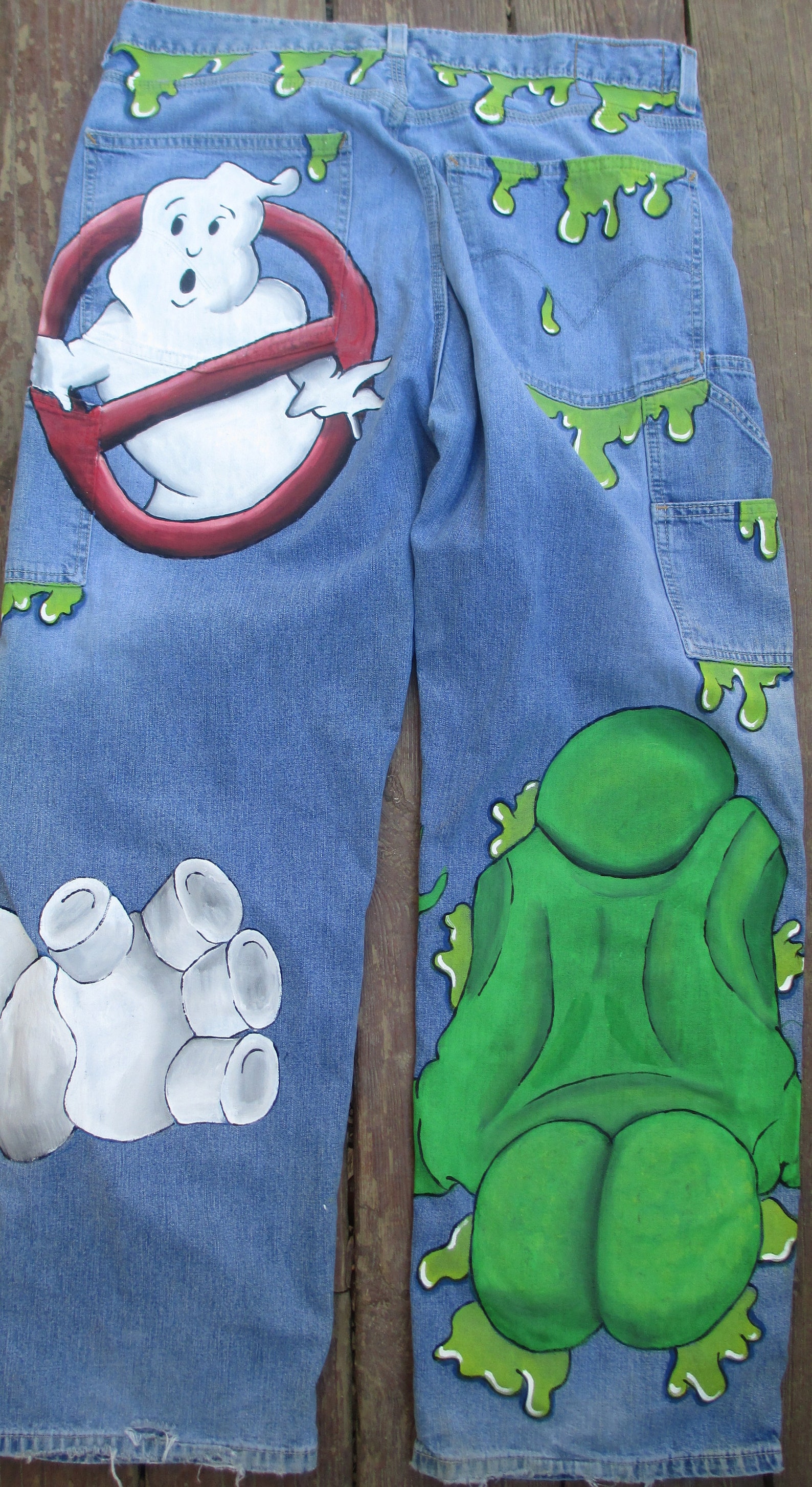 Ghostbusters Custom Jeans Hand Painted Jeans Hand Drawn - Etsy