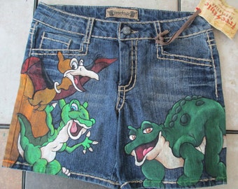 Land Before Time, Cartoon jeans, custom jeans, hand drawn jeans, custom clothes, hand drawn clothes, geeky clothes, dinosaurs, free shipping