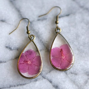 August Birth Flower Earrings, Gladiolus Teardrop Earrings, Birth Flower Gift, Jewelry Set, Real Flower Jewelry