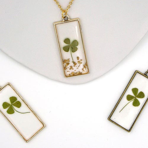 4 pcs charming real four leaf clover taiji style chic pendant