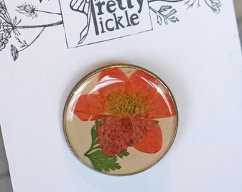 Spilla botanica, spilla con fiore pressato vero, spilla da bavero, spilla, spilla in resina, spilla per cappello, clip