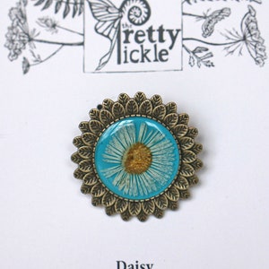 Botanical Brooch, Real  pressed Flower Pin, Lapel Pin, Broach, Resin Brooch, Hat Pin, Clip