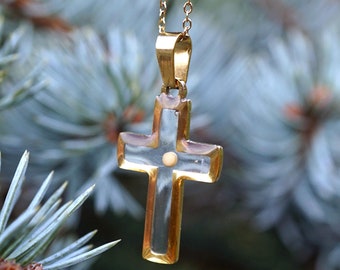 Mustard Seed Cross Necklace, Faith Gift, Stainless Steel Cross, Resin Jewelry, Real Mustard Seed, baptism gift, Easter jewelry, Mustard Seed