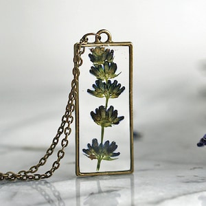 Lavender Pendant Necklace, Real Pressed Lavender Necklace, Lavender Jewelry, Botanical Resin Necklace
