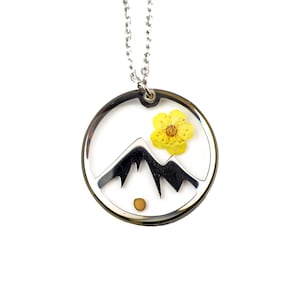 Mountain Mustard Seed Necklace, Real Pressed Flower, Yellow Flower, Move Mountains, Faith Necklace