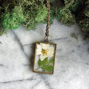 December Birth Flower Necklace, Real Flower Necklace, Paperwhite Narcisuss Flower, Birthday Flower, BotanicalJewelry, Pressed Flower Jewelry image 3