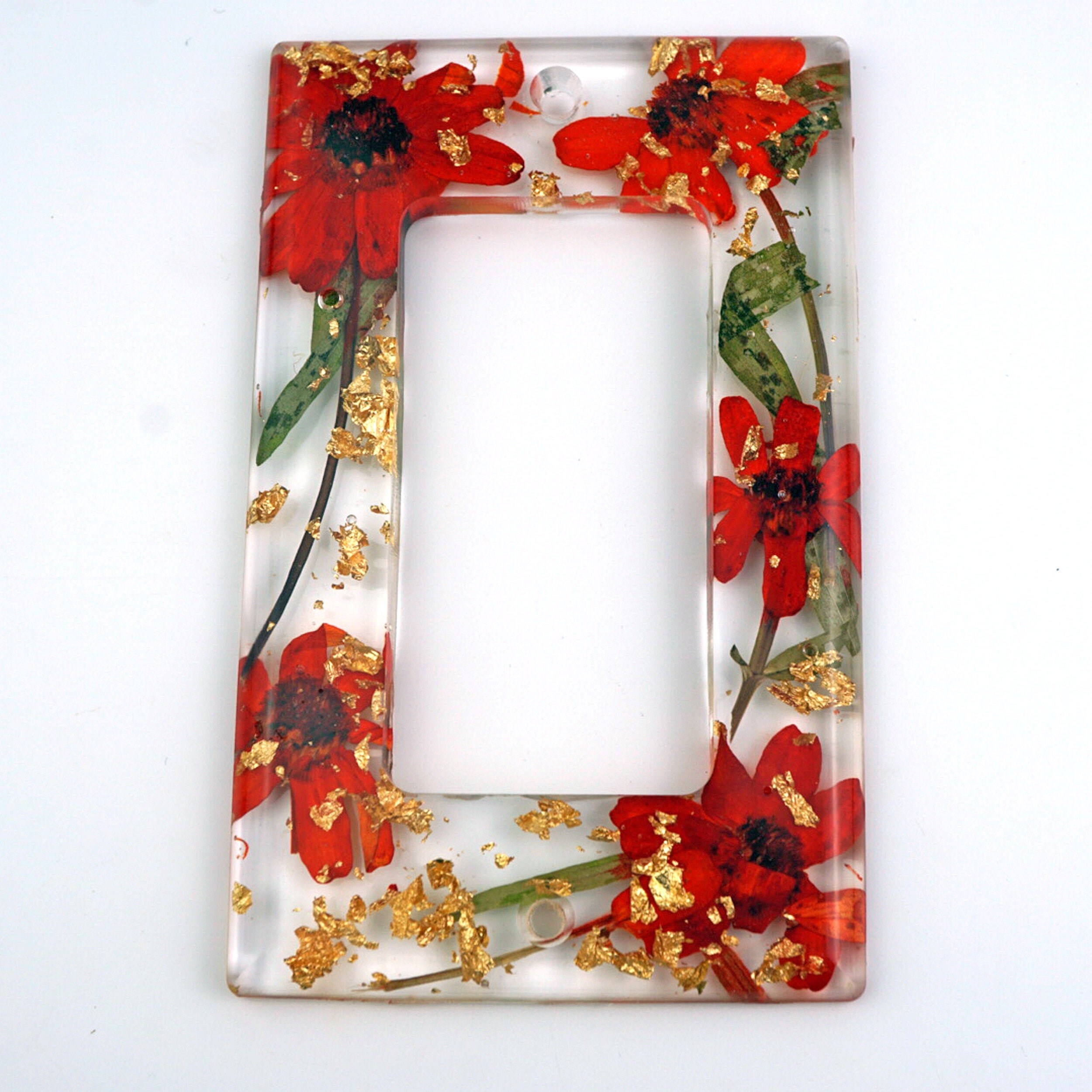 Red Flower and Gold Leaf Light Switch Cover Switch plate Etsy