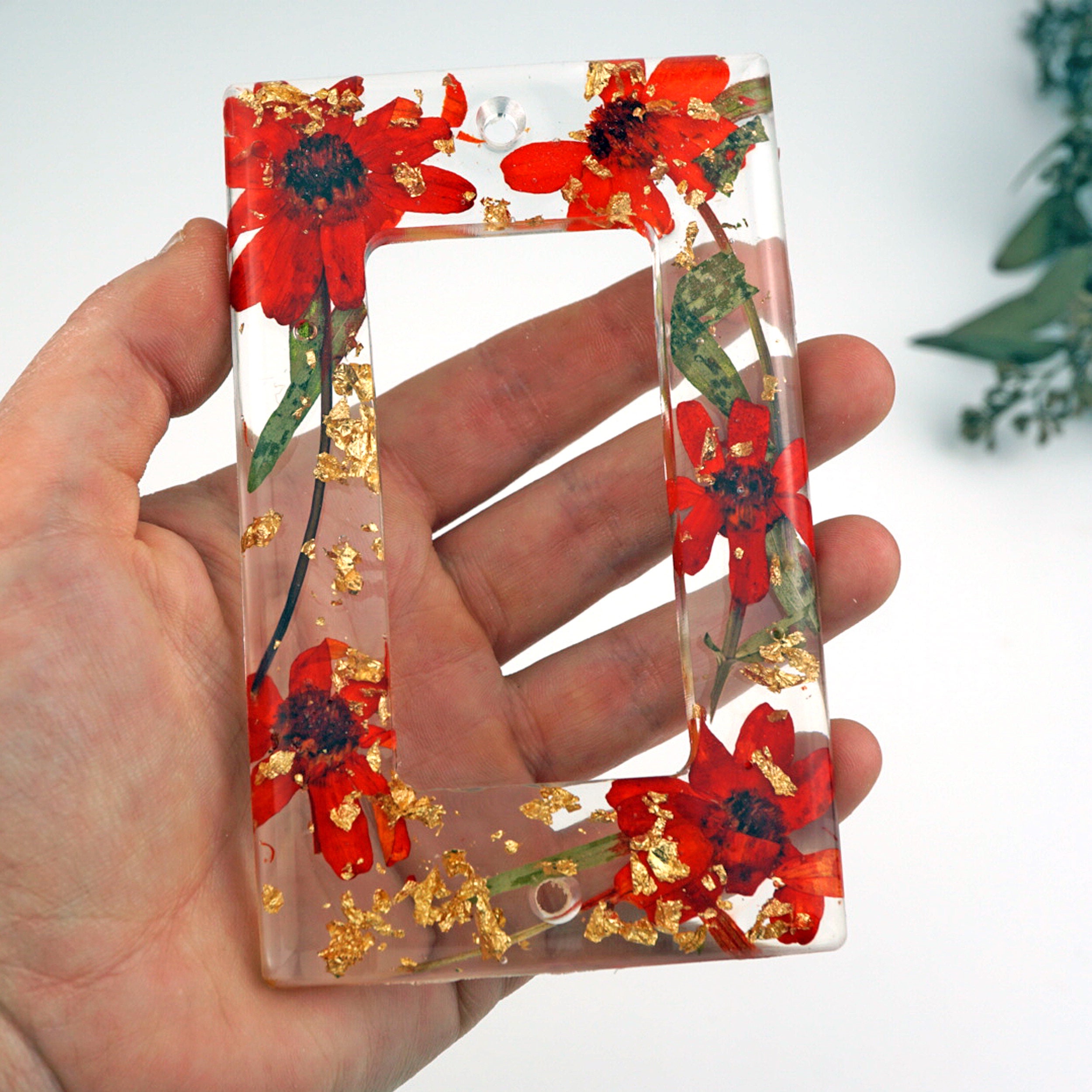 Red Flower and Gold Leaf Light Switch Cover Switch plate Etsy
