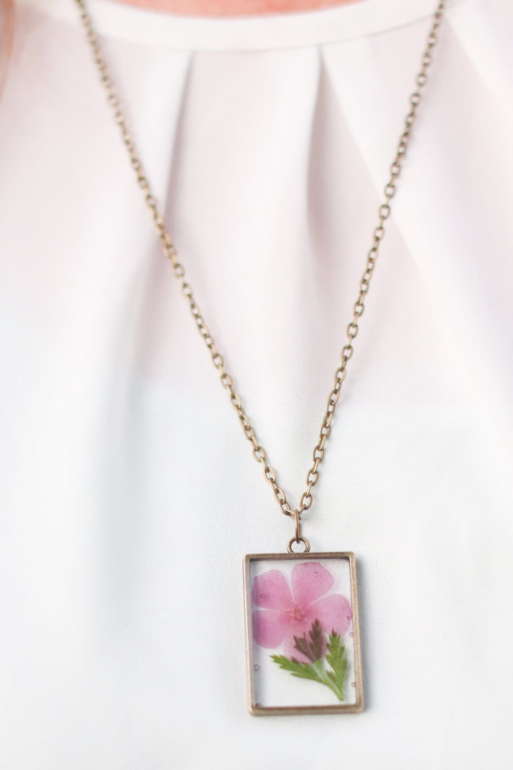 August Birth Flower Necklace, Real Flower Necklace, Gladiolus Flower,…