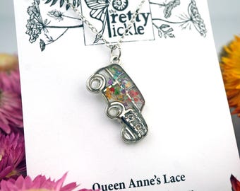 Floral SUV Necklace, Queen Anne's Lace Necklace, Jeep Lover Necklace, Bronco look alike Necklace, Sports Utility Vehicle Necklace, Car