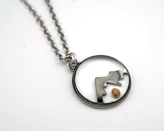 Tiny Mountain Mustard Seed Necklace, Real Pressed Flower, Move Mountains, Faith Necklace