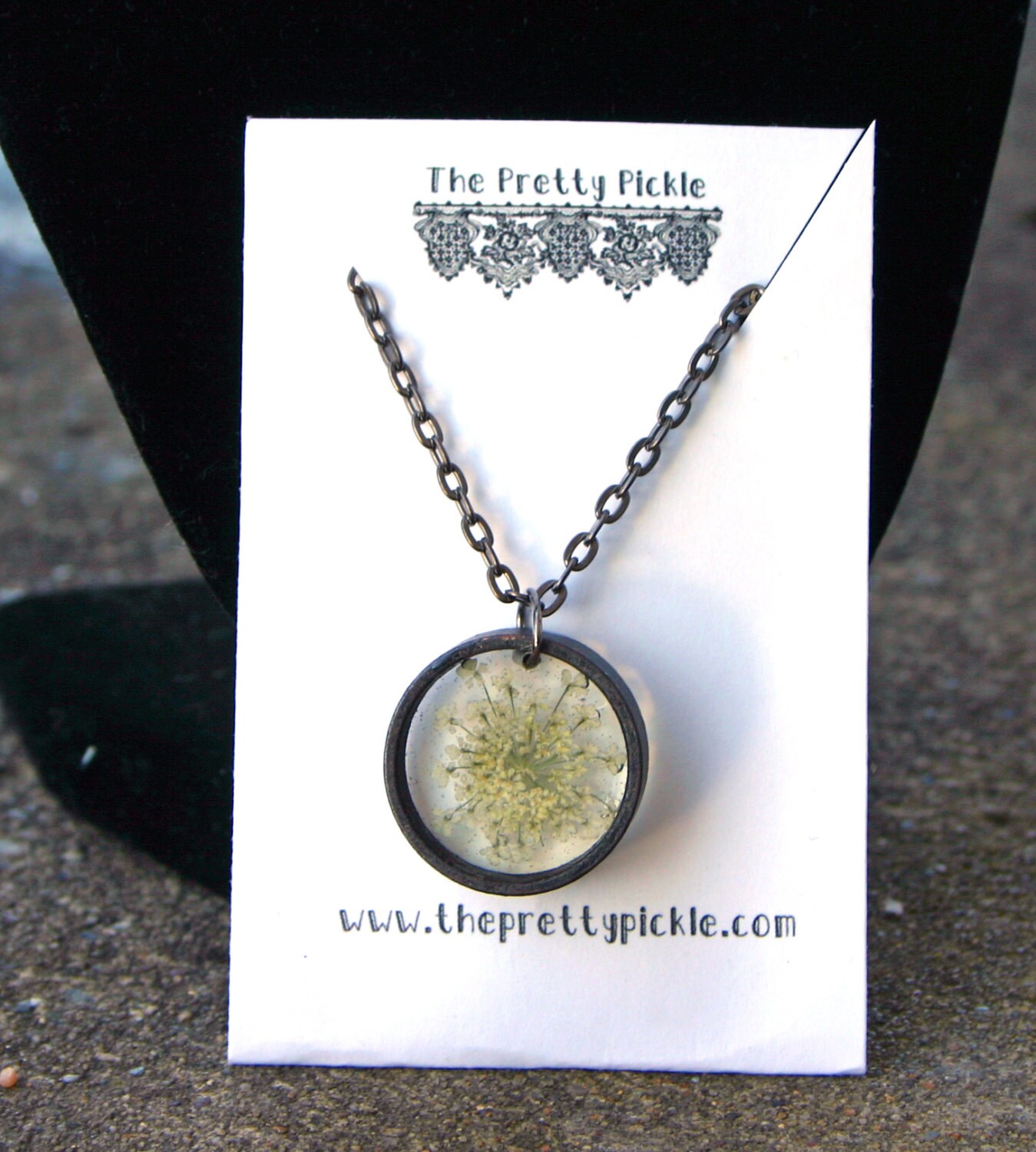 Queen Anne's Lace Flower Necklace, Resin Flower Necklace, Real