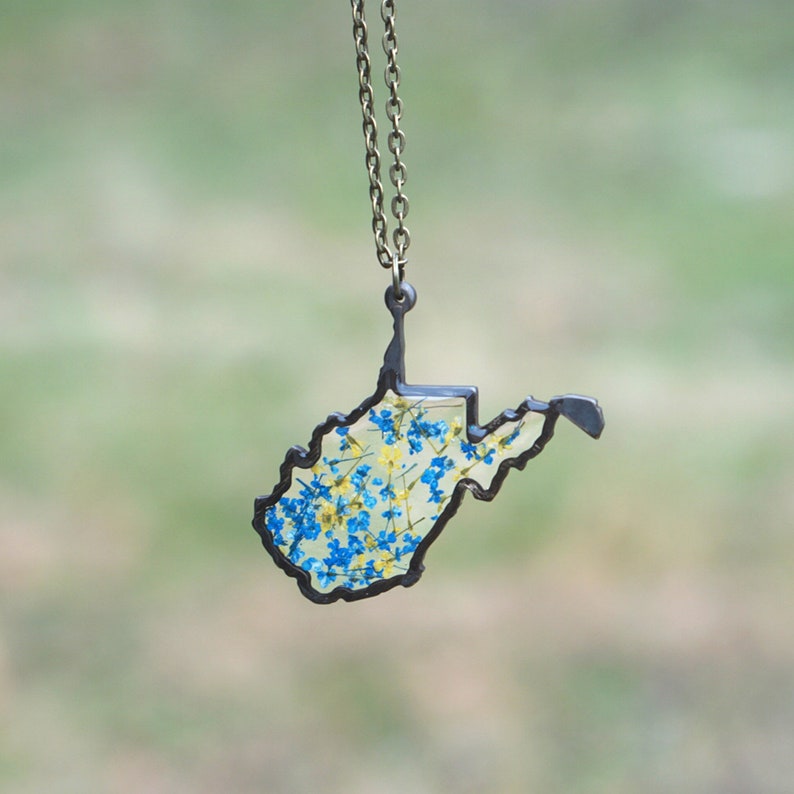 West Virginia Pendant Necklace WV Botanical Botanical Etsy
