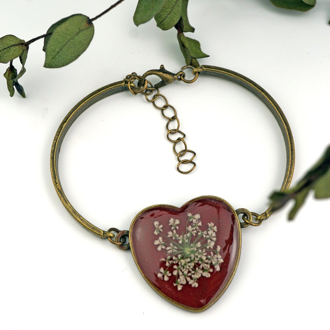 Botanical Resin Bracelets Flower Bracelet Resin Flower Etsy