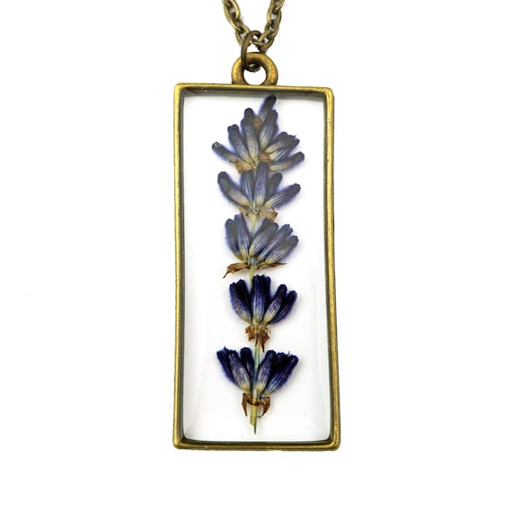 Lavender Pendant Necklace Real Pressed Lavender Necklace