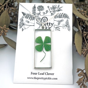 Four Leaf Clover Necklace, Real Four leaf Clover, Luck Pendant, St. Patricks Day jewelry, gold leaf resin pendant image 6