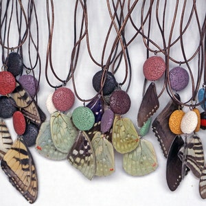 Butterfly Wing Car Charm, Rearview mirror charm, Car Mirror Accessories, Real Wing, Lava Bead