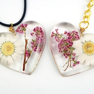 Floral Resin Heart Keychain, Car Charm, Accent, Decor, Real Pressed Flowers