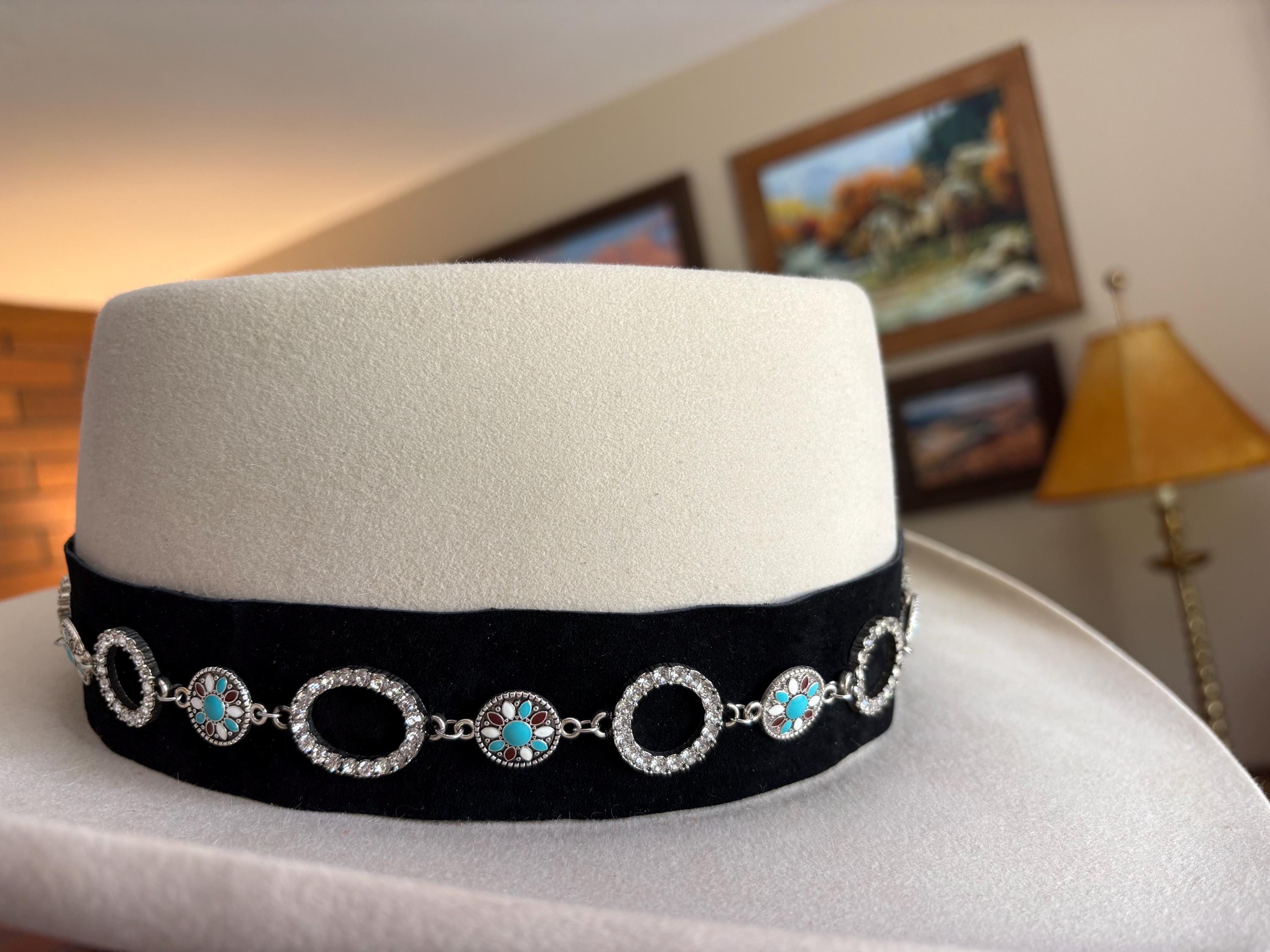 2571 Western Hat Band Gemstone Weave Black Onyx And White Howlite stag-horn-cowboy-hat-band-with  main image 4