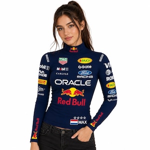 F1 2026 Racing Style Marineblau Damen Leistung Basisschicht-Shirt