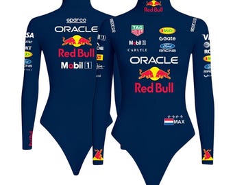 Body de F1 para mujer inspirado en Max Verstappen, traje de carreras de F1 de Red Bull, capa base, deportes de motor