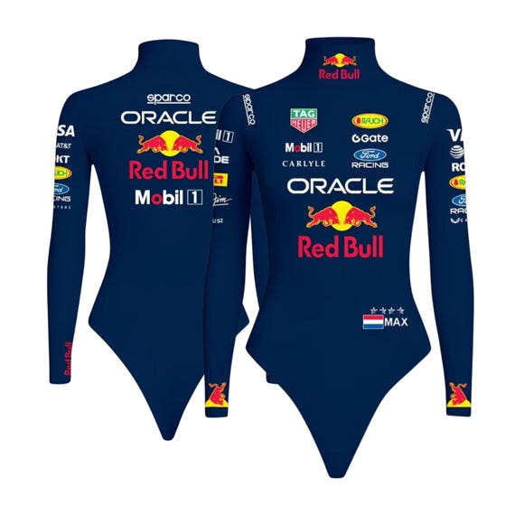Max Verstappen Inspired F1 Women Bodysuit Red bull F1 Racing Suit Base Layer Motorsport