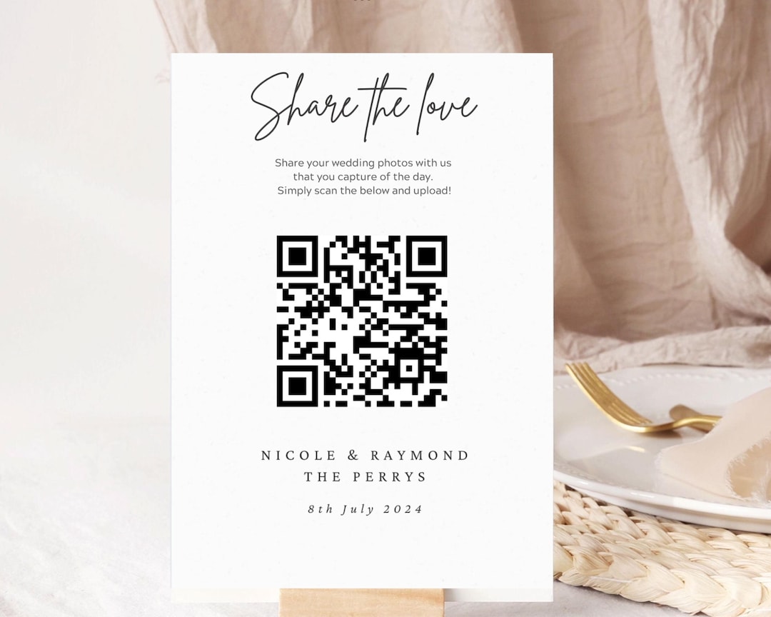 Panneau numérique QR CODE de mariage - pour partager des photos - Etsy