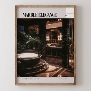 Marble Elegance / Poster di rivista di design d'interni di lusso degli anni '80, stampa artistica da parete vintage anni '80, arredamento estetico retrò