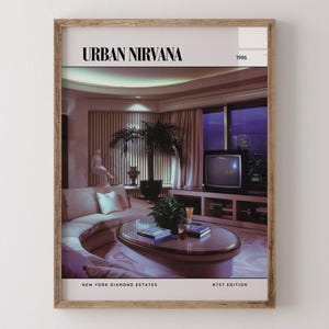 Urban Nirvana / Poster di lusso per riviste di interior design degli anni '80, stampa artistica da parete vintage anni '80, arredamento estetico retrò