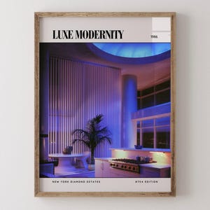 Luxe Modernity / Poster di rivista di interior design di lusso anni '80, stampa artistica da parete vintage anni '80, arredamento estetico retrò