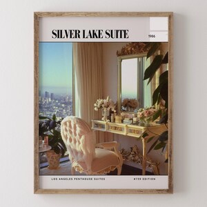 Silver Lake Suite / Poster di lusso per riviste di interior design degli anni '80, stampa artistica da parete vintage anni '80, arredamento estetico retrò