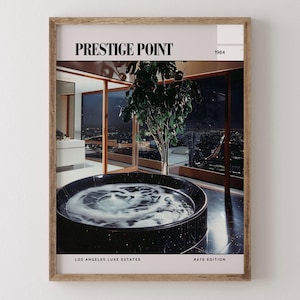 Prestige Point / Poster di una rivista di design d'interni di lusso degli anni '80, stampa artistica da parete vintage anni '80, arredamento estetico retrò