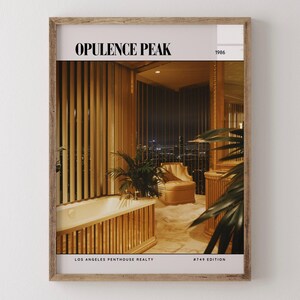 Opulence Peak / Poster di una rivista di design d'interni di lusso degli anni '80, stampa artistica da parete vintage anni '80, arredamento estetico retrò