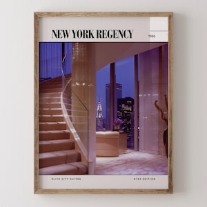 New York Regency / Poster di rivista di interior design di lusso anni '80, stampa artistica da parete vintage anni '80, arredamento estetico retrò