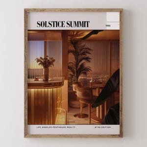 Solstice Summit / Poster di lusso per rivista di interior design anni '80, stampa artistica da parete vintage anni '80, arredamento estetico retrò