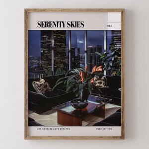 Serenity Skies | 1980s Interior Design Magazin Poster, Vintage 80er Jahre Wand Kunst Druck, Retro Ästhetisches Dekor