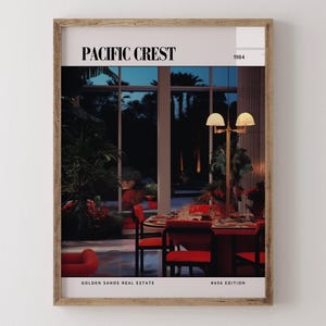 Pacific Crest / Poster di lusso per rivista di interior design anni '80, stampa artistica da parete vintage anni '80, arredamento estetico retrò