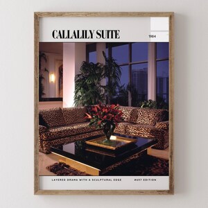 Callalily Suite / Poster di lusso per riviste di interior design degli anni '80, stampa artistica da parete vintage anni '80, arredamento estetico retrò