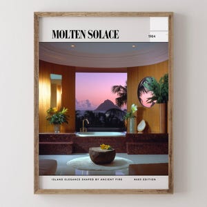 Molten Solace / Poster di lusso per rivista di interior design anni '80, stampa artistica da parete vintage anni '80, arredamento estetico retrò