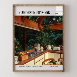 Gardenlight Nook / Poster di lusso per riviste di interior design degli anni '80, stampa artistica da parete vintage anni '80, arredamento estetico retrò