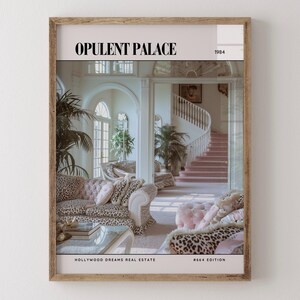 Opulento palazzo / Poster di rivista di design d'interni di lusso anni '80, stampa artistica da parete vintage anni '80, arredamento estetico retrò