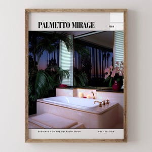 Palmetto Mirage / Poster di lusso per riviste di interior design degli anni '80, stampa artistica da parete vintage anni '80, arredamento estetico retrò