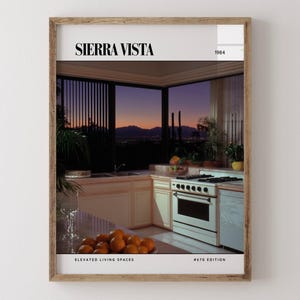 Sierra Vista / Poster di lusso per rivista di interior design anni '80, stampa artistica da parete vintage anni '80, arredamento estetico retrò