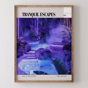 Tranquil Escapes / Poster di lusso per riviste di interior design degli anni '80, stampa artistica da parete vintage anni '80, arredamento estetico retrò