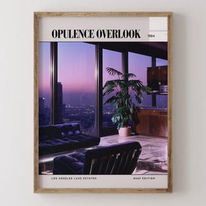 Opulence Overlook / Poster di rivista di design d'interni di lusso degli anni '80, stampa artistica da parete vintage anni '80, arredamento estetico retrò