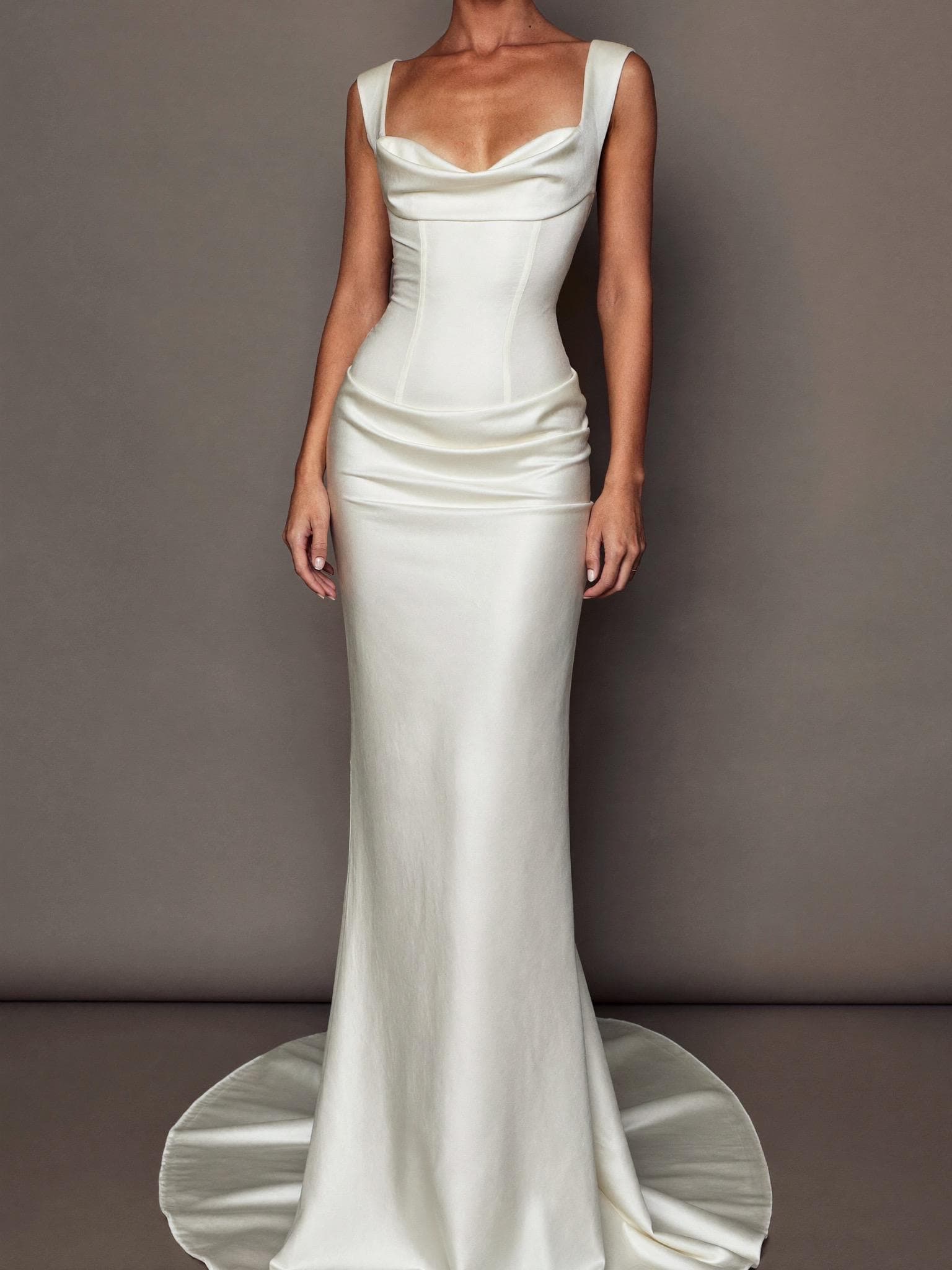 atelier duchess satin bridal maxi dress in white reviews Vintage French Halter Silk Duchess Satin Wedding Dress