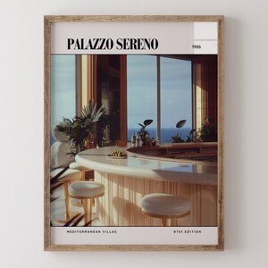 Palazzo Sereno / Poster di lusso per riviste di interior design degli anni '80, stampa artistica da parete vintage anni '80, arredamento estetico retrò
