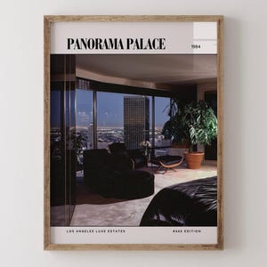 Panorama Palace / Poster di lusso per riviste di interior design degli anni '80, stampa artistica da parete vintage anni '80, arredamento estetico retrò