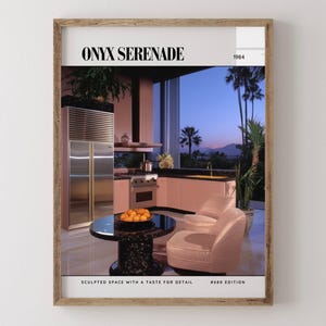 Onyx Serenade / Poster di lusso per rivista di interior design anni '80, stampa artistica da parete vintage anni '80, arredamento estetico retrò
